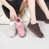 Cowhide version niche leather Velcro round head women's leisure sports style flat-bottomed versatile shoes