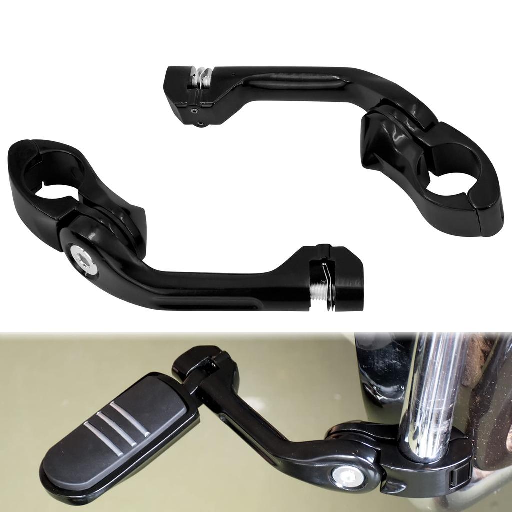 HDBUBALUS Motorcycle 1 Highway Peg Universal Adjustable Highway Pegs with Long Angle Footpeg Mount for Harley Road Street and Black 1/4" Mount,
