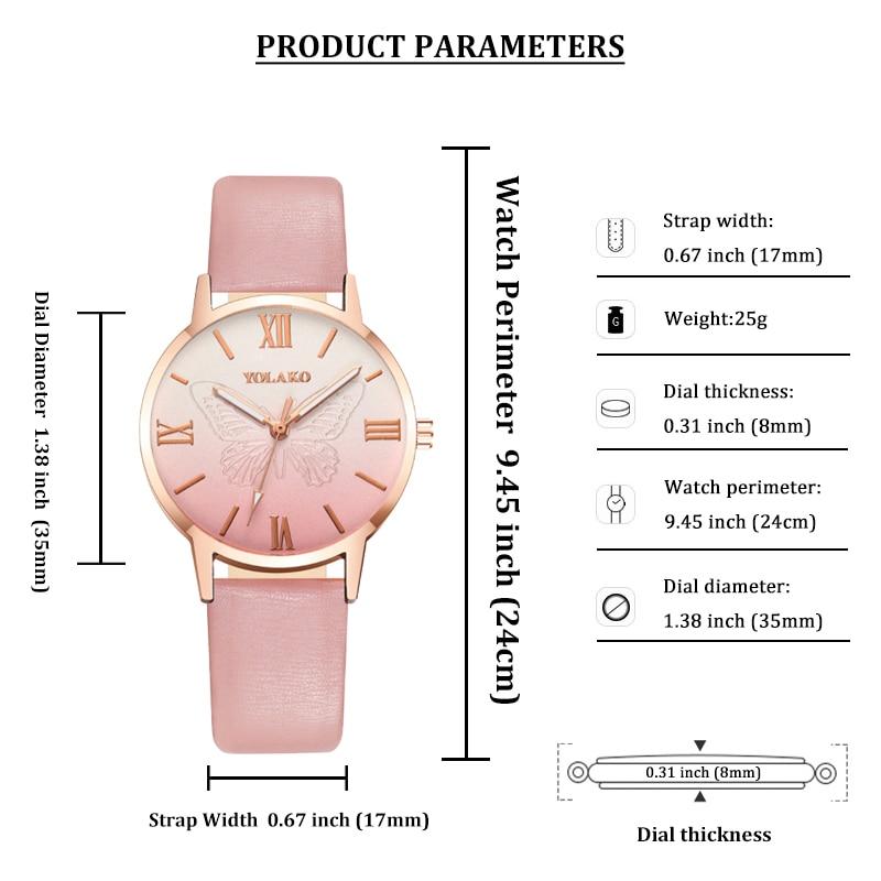 New Watch Women Best Selling Fashion Creative 3D Butterfly Dial Quartz Wristwatch Casual Leather Strap Clock Watch