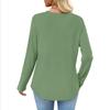 Women's European & American Style Long Sleeve Waffle Knit Top - Loose Fit Casual Pocket T-shirt