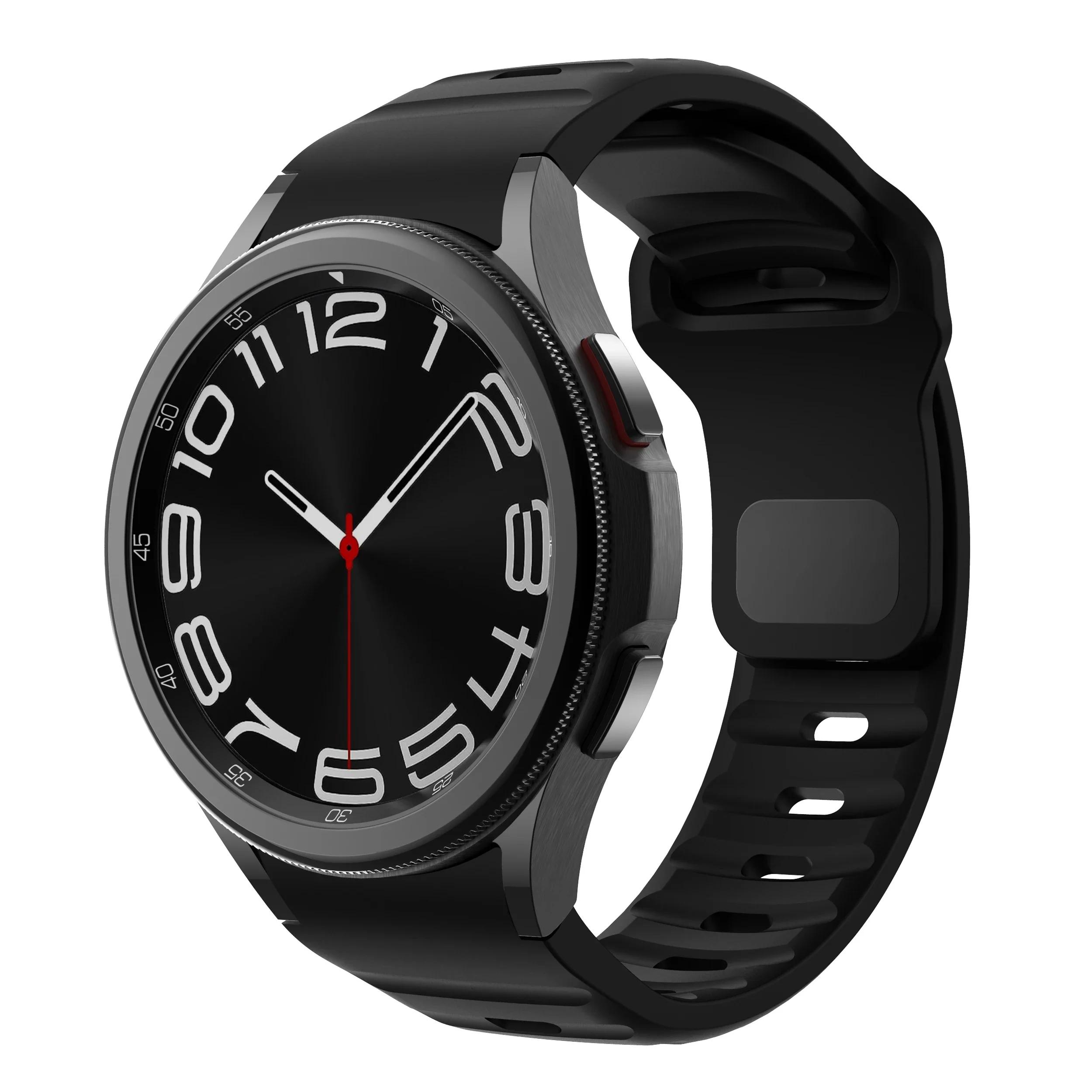 

Силіконовий ремінець для Samsung Galaxy Watch 6 Classic 47mm 43mm/4 classic 46mm 42mm Bracelet Galaxy Watch 5/5pro 45mm/4/6 40mm 44mm Galaxy 6 40mm 44mm чорний