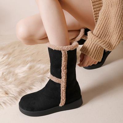 Fashion Warm Non-slip Velvet Snow Boots Women's 2025 Winter New Medium Tube Thickened Korean Version Cold-proof Boots Children