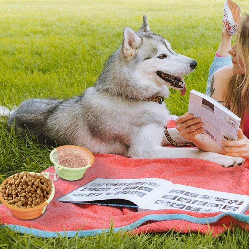 380ml Portable Silicone Dogs Bowl with Clip Perfect Travel Pet Feeding Water Dish for Outdoor Adventures Large Capacity