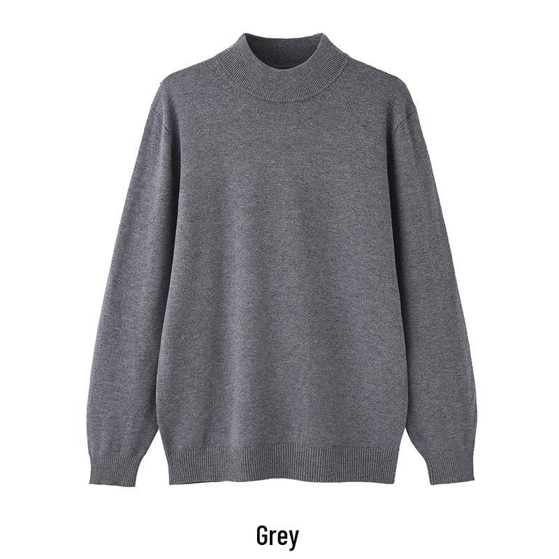 Men’s Autumn/Winter Loose High-Collar Sweater: Korean Style, Solid Color, Long Sleeve.