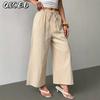 QICED Mode Dam Casual Enfärgade Tryckta Byxor & Capribyxor