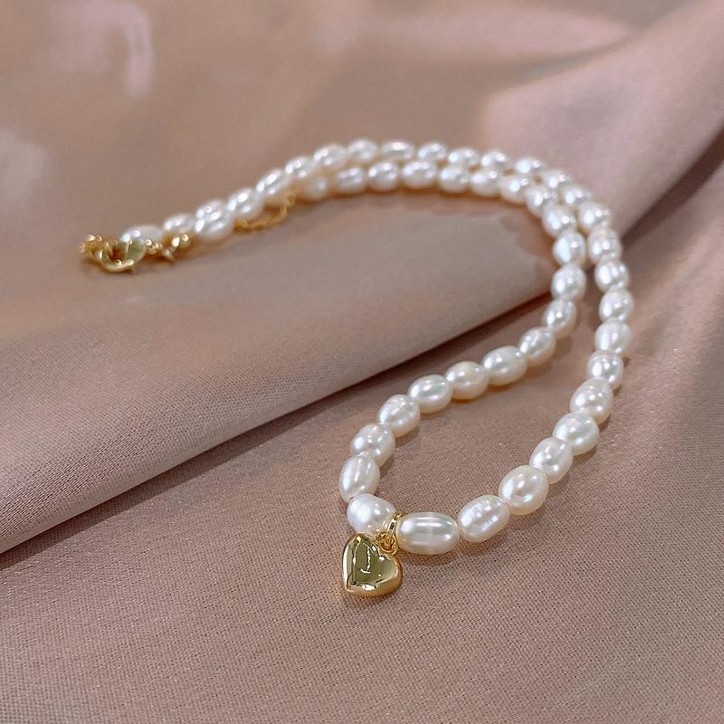 Romantic Love Heart Natural Freshwater Pearl 14K Gold Filled Ladies Pendant Necklace Wedding  Gifts No Fade