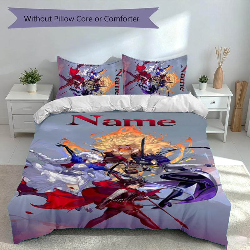 3pcs Custom Name RWBY Volume Bedding Set,Includes 1 Duvet Cover and 2 Pillowcases,All-season Bedroom Decor
