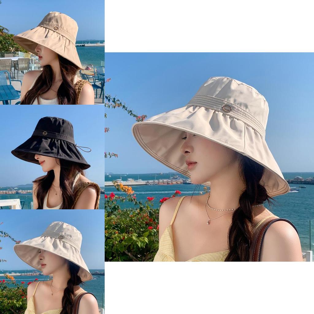 Summer Fashion Sun Hat For Women With Large Brim Breathable Polyester Sunshade Casual Outdoor Travel