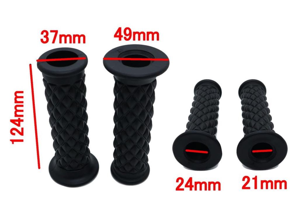 Beatus Motorcycle Handlebar Left and Right Set Through Grips, 22.2mm, Universal, Through/Non-Through Grips, (Black, Grips)