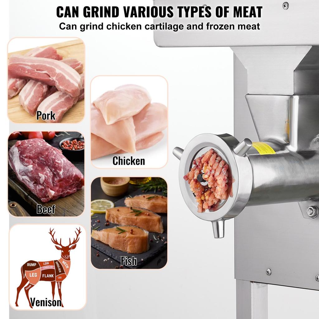 VEVOR Meat Grinder, 22 Lbs/Min Capacity Electric Meat Grinders W/ Blade, Grinding Plate, Sausage Maker