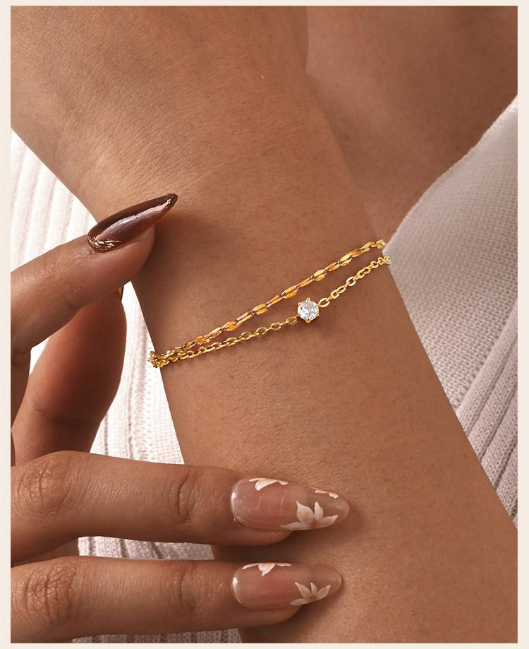 Sparkling Cubic Zirconia Bracelets For Women, Stainless Steel Set Wedding Bride Bridesmaid Jewelry