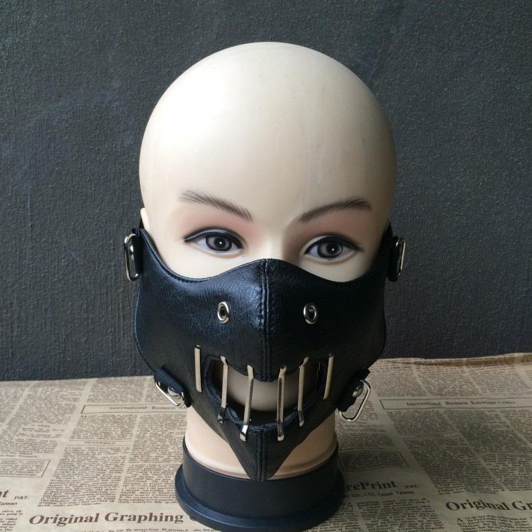 Punk leather mask Hannibal nightclub performance studded mask personalized motorcycle rock non-mainstream mask for men Leather mask