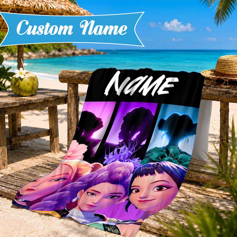 Custom Name KPop Pink Fashion Beach Towel Microfiber Beach Towel, Lightweight and Quick-Dry, for Summer Travel, Swimming Pool Gift