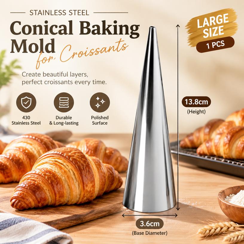 430 Stainless Steel Conical Baking Mold for Croissants and Danish Pastries