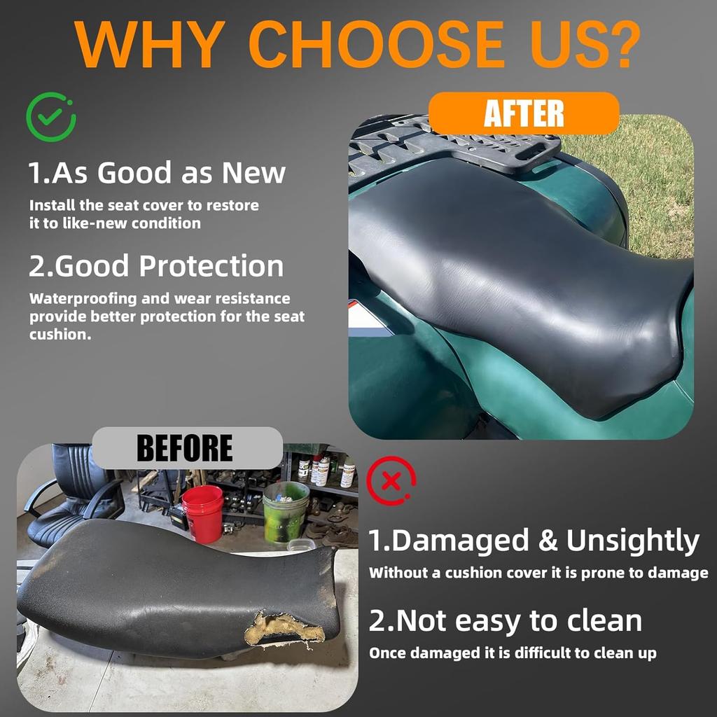 ATV Seat Cover Non-Slip Soft Waterproof for 2005-2014 Sportsman 300 400 450 500 600 700 800 MV7 Hawkeye, High Elastic Leather