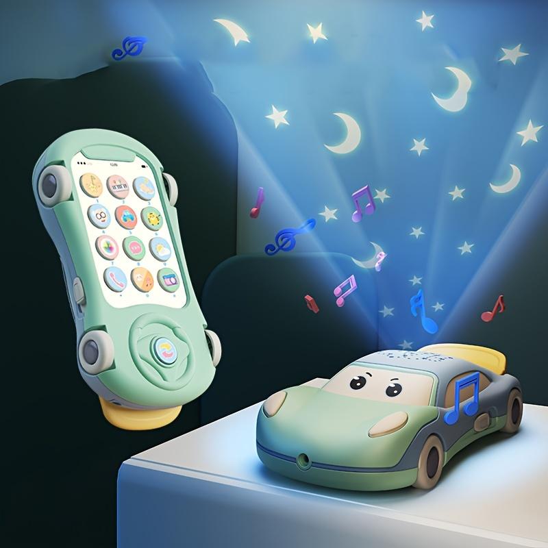 Kids Interactive Music,Projection Phone Toy with Cartoon Car Design Multi Functional Learning Educational Gift for Toddlers, Christmas Halloween