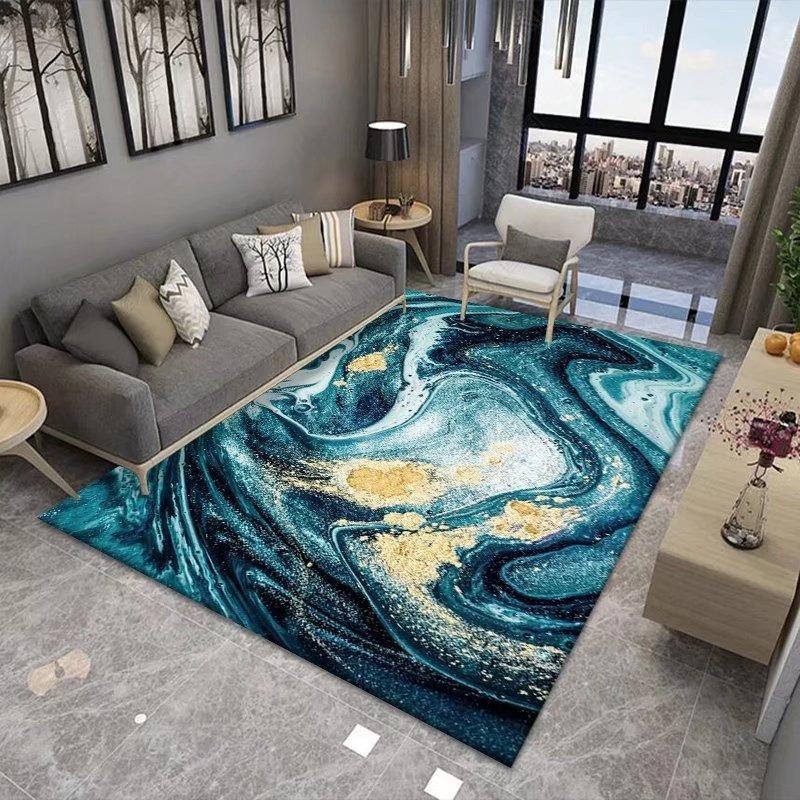 Ink Painting Carpet Marble Anti Slip Carpet Abstract Flow Black and White Gradient Texture Modern Living Room and Bedroom Carpet