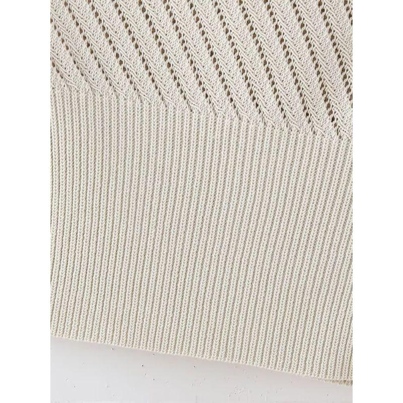 Kaslead New Arrival Women's Clothing Fashion Style Fashion Ball Decoration Jacquard Mesh Knitting Tops 3920023