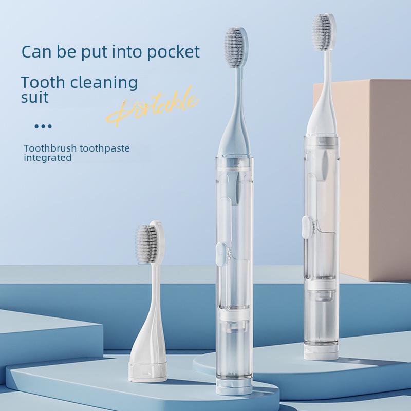 Portable All-in-One Travel Toothbrush & Toothpaste with Soft Bristles - Mini Folding Set for Orthodontic Care