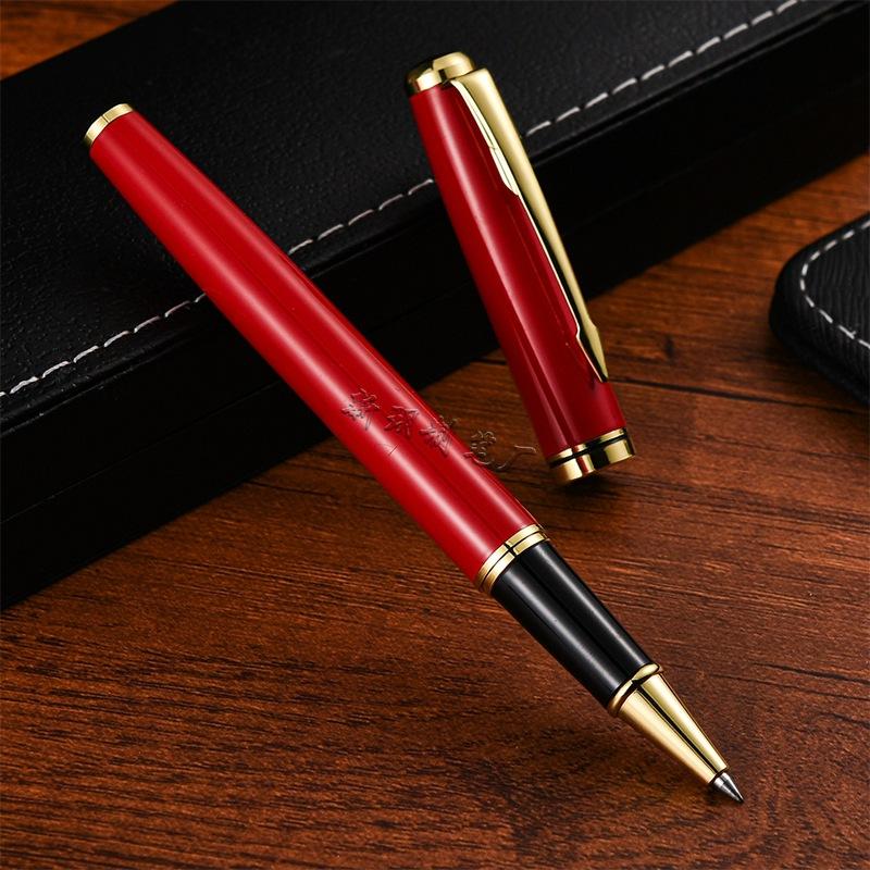 Black Gender-Neutral Pen, Business Gift Pen, Metal Signature Pen, Meeting Advertising Pen, Orb Pen, Fountain Pen красный