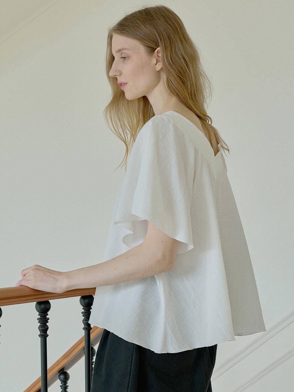 Avang V Neck Off Shoulder Blouse - Ivory Ivory
