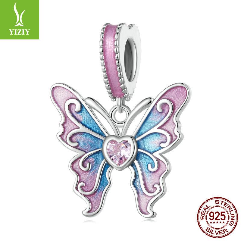S925 Sterling Silver Butterfly Series Pendant Jewelry Accessories, Mori Girl Heart Diy Bead Partition