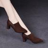 2024 Shoes Female Side Zip Women's High Heels Hot Sale Office & Career Pumps Women Pointed Toe Chunky Heels Shoes Women