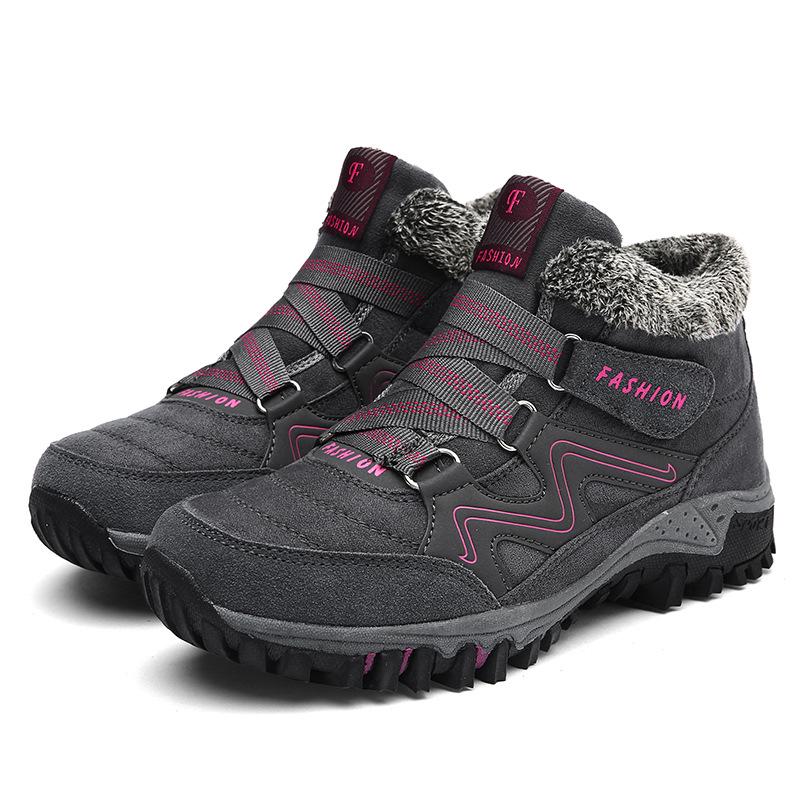 Winter Couple Men's and Women's Fleece Thickened Large Size Non-slip Warm Snow Boots Cotton Shoes