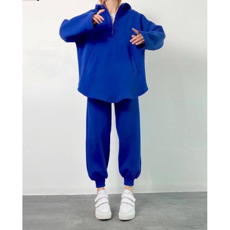Womens Casual Hooded Zip-Up Two-Piece Set Long Sleeve Top Pants Streetwear Outfit S M L XL