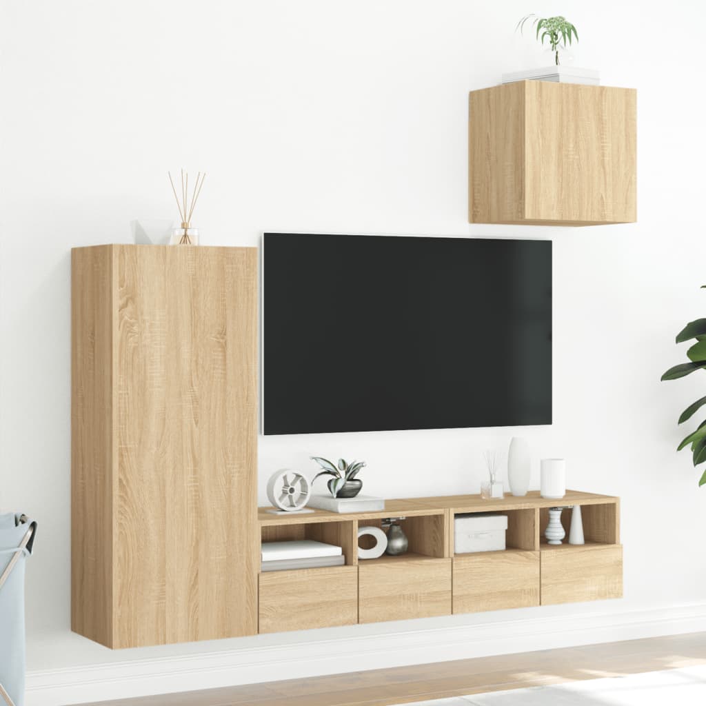 Vidaxl 4-Cz. TV Furniture Set, Sonoma Oak, Wood-Based Material