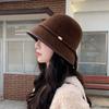 Autumn And Winter Knitted Bucket Hat, Bucket Hat, Top Hat, Small Face, Warm Basin Hat, Bow Versatile Personality