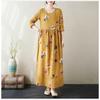 New Color Round Neck Retro Long Skirt Cotton Linen Dress