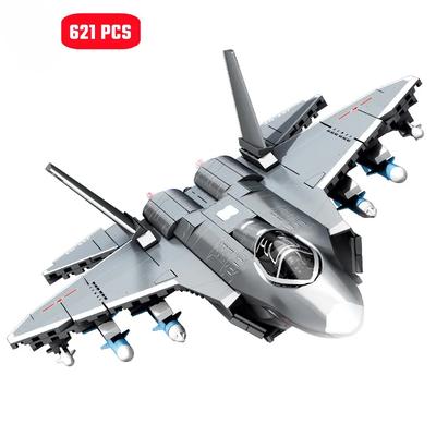 J-35 Uçak Gemisi Tabanlı Savaş Jeti Montaj Yapı Blokları MOC Askeri Seri Uçak Uçak Modeli Tuğlalar Erkek Çocuk Oyuncakları Hediyeler