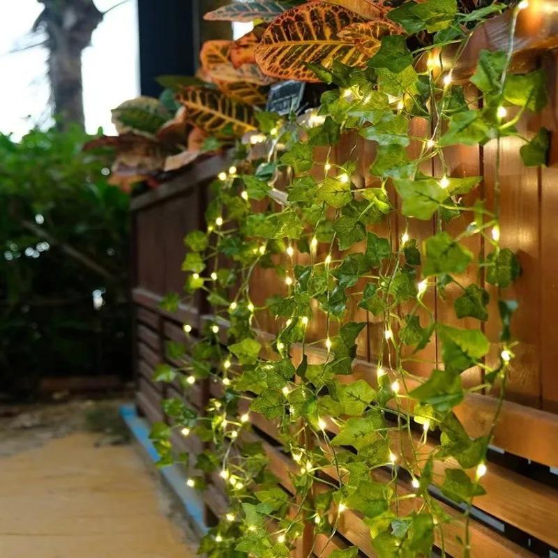 4M 20LED Solar Vine String Lights Outdoor Waterproof Artificial Ivy Leaves Decor Fairy Lights for Christmas Garden Wedding