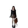 2025 Autumn Korean V-neck Long-sleeve Women's Letter Print Slim-fit T-shirt