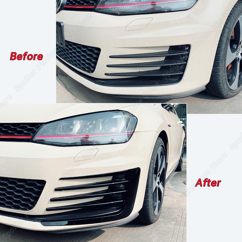 For Golf 7 MK7 VII GTI GTD Front Bumper Canard Flare Mods Fin Splitter Wind Knife 2012-2017 Clubsport Custom Body Kit Black New
