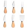 Stainless Steel Cheese Knife & Cutter Set (6 pcs) with Wooden Handles - Includes Butter & Pizza Cutters, Baking Tools