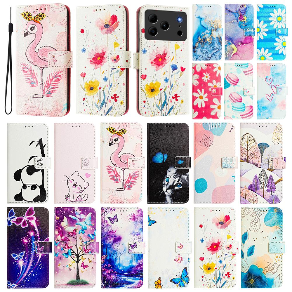 Coloured Drawing Wallet Case for BLU G95 G64 G54 G53 J12 C9 Bold N4 K50 K10 View 5 Pro Luxury Stand Card Slots Flip Phone Cover