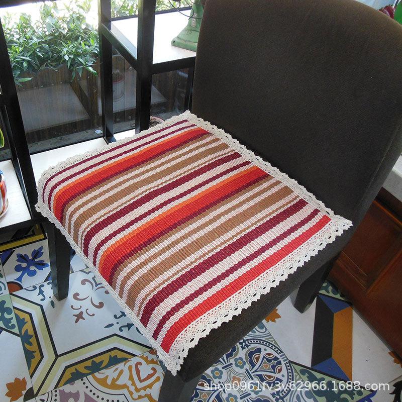 Seat Cushion Lace-up Thick Fabric Four Seasons Seat Cushion Summer Cotton Linen Office Student Dining Chair Stool Cushion