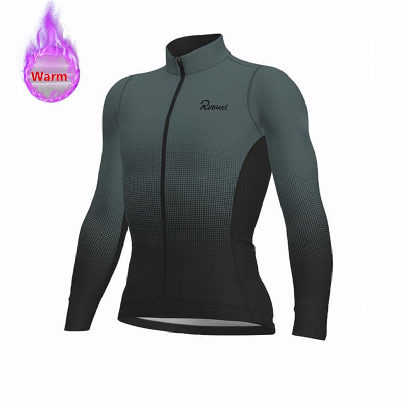 Rvouei Winter Lange Mouw Thermisch Fleece Fietsjersey Set Koersbroek Ropa Ciclismo Fietskleding MTB Fietsjersey Uniform