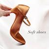 Satin Women Modern Dance Shoes Close Toe Waltz Latin Modern Tango Non-slip Breath Shoes for Girls Ladies Heeled 7.5CM