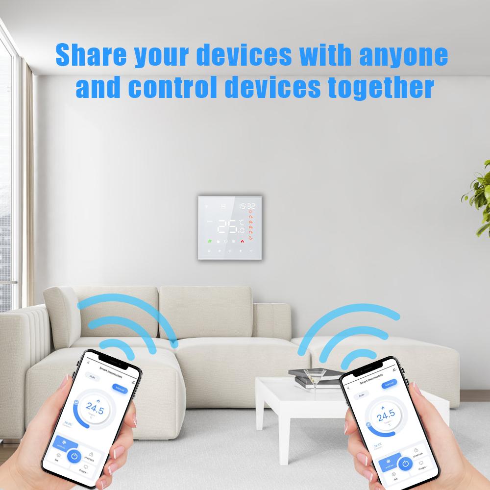Smart Thermostat 3A Digital Programmable LCD Display Touchscreen Underfloor Heating Temperature Controller Digital Intelligent Wall Thermostat for Wat