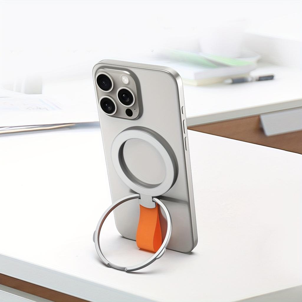 Metal Magnetic Silicone Suction Rotating 360°Folding Ring Phone Holder Alloy Portable Universal Desktop Creative Ring Holder