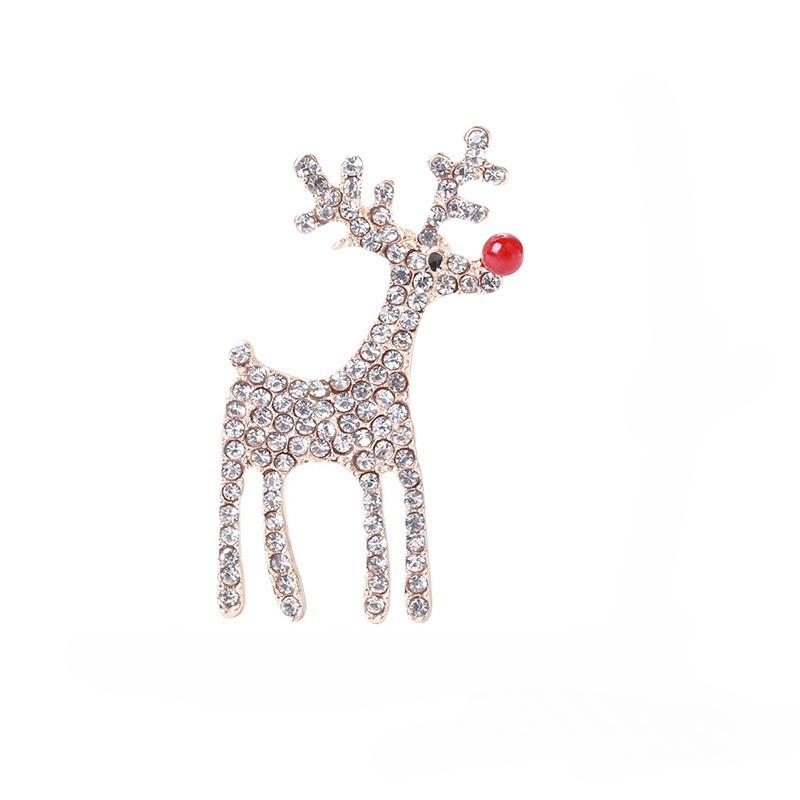 

Elegant Rhinestone-Embellished Reindeer Brooch with Red Nose & Antlers - Christmas Holiday Party Accessory for Dresses, Coats