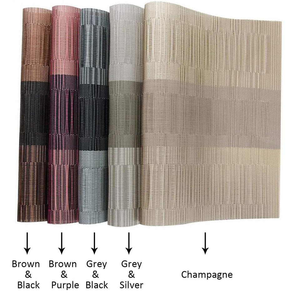 Placemats for Dining Table PVC Bamboo Pattern Table Mats Multiple Colors Non-Slip Heat Resistant Washable Easy to Clean