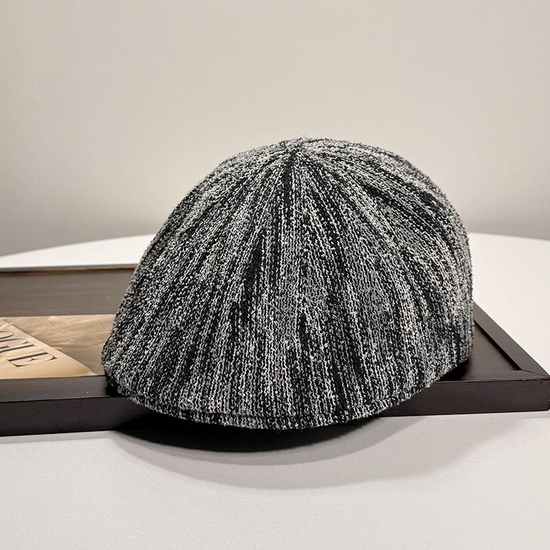 

Осень и зима новая красочная полоска модная кепка ретро универсальная высокое чувство позитивная и негативная носка берет Average size (58-60cm)