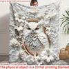 3D Owl Print Flannel Throw Blanket, Bohemian Style Blanket for Sofa Bed, Fantasy Animal Decor Gift for Winter, Cozy Home Decor