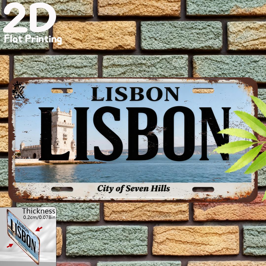 

D Flat D Plane a Vintage Sign from Lisbon Portugal D Flat Printing X TravelThemed Decor Retro Home Decora 15x30cm(5.9x7.8inch)