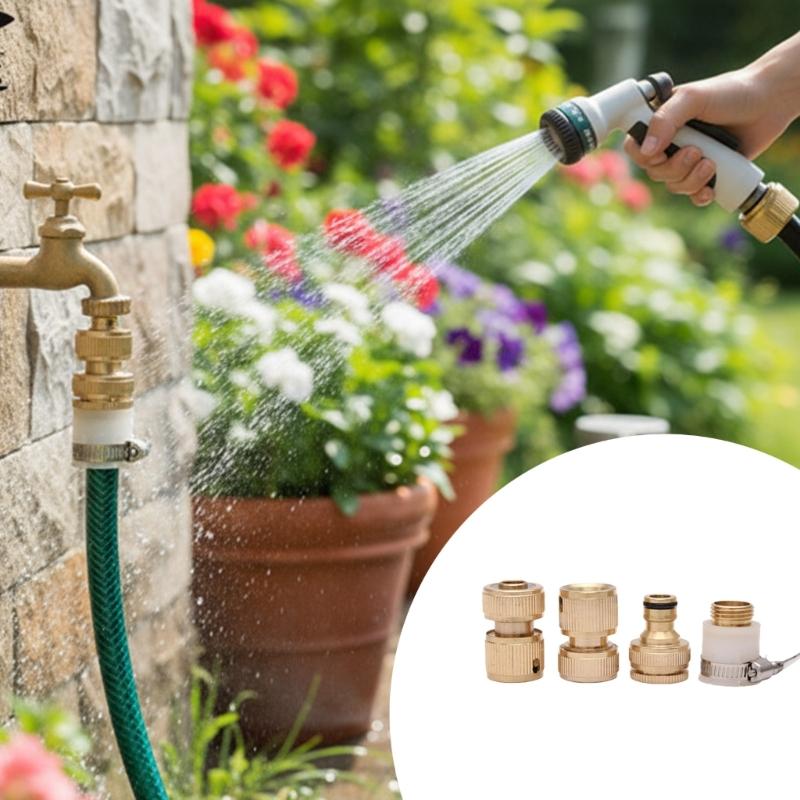 Universal Brass Water Hose Couplers 4Pcs Set Quick Connects Leakproof Fittings For Various Pipe Diameters