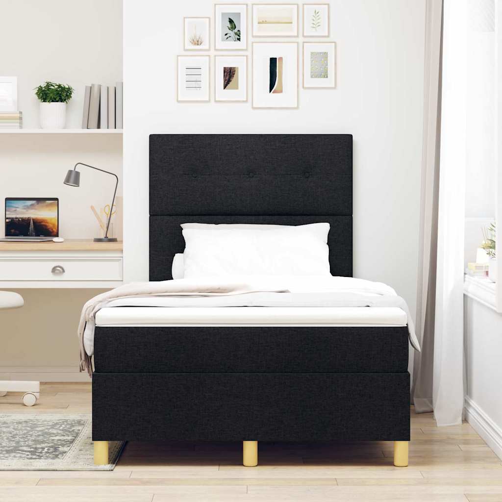 Boxspring Bed with Headboard Black 120 x 200 cm Fabric